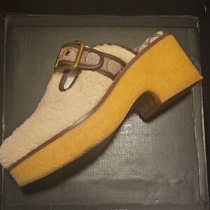 Coach Dylan Shearling Clog with Buckle